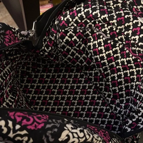 Vera Bradley Black and Purple Travel Duffel Bag with Crossbody and Handles - Picture 3 of 12